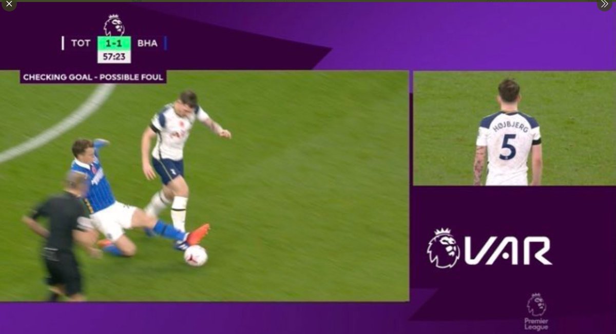 Which brings us to Graham Scott, a referee who most definitely likes the limelight. It's incredible how he didn't give the foul on Hojbjerg. I've said many times that getting a bit of the ball doesn't not mean a foul isn't possible, so it's odd that he gave this reason to Kane.
