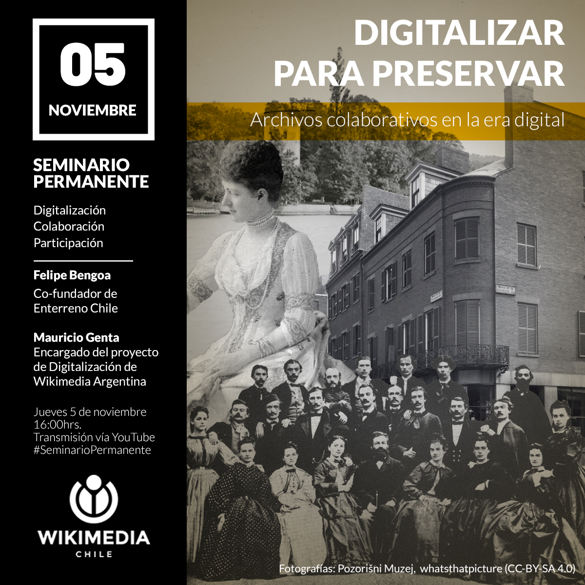 wikimedia_cl's tweet photo. 📣Te invitamos al Seminario Permanente "Digitalizar para preservar: Archivos colaborativos en la era digital"

Estaremos con @felipebengoa, co-fundador de Enterreno Chile y @MauGenta, Encargado del proyecto de digitalización de @wikimedia_ar 

🗓jueves 5 de noviembre
⏰16:00 hrs. https://t.co/DEEFSQDVMI