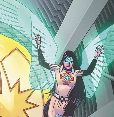 DAY 2: DAWNSTAR!!! Dawnstar is from Starhaven, a planet colonized by Native Americans and whose inhabitants are genetically engineered to have wings and superluminal flight. Her interstellar tracking abilities make her a valuable member of the LOSH.  #NativeAmericanHeritageMonth  