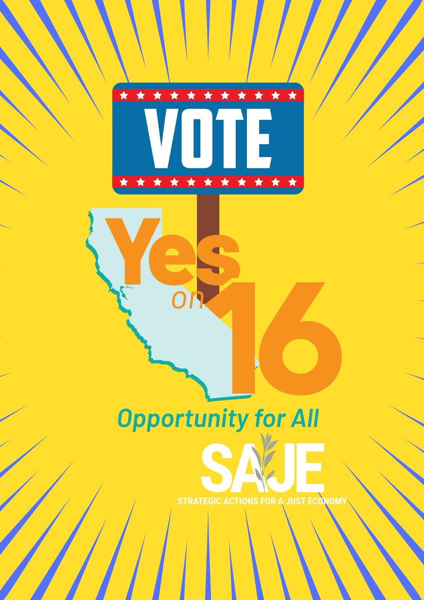 SAJE_ShiftPower's tweet image. #YesOn16 is an opportunity for California to reaffirm its commitment to racial justice and equality. #Diversity #Inclusion #Equity #SiALa16