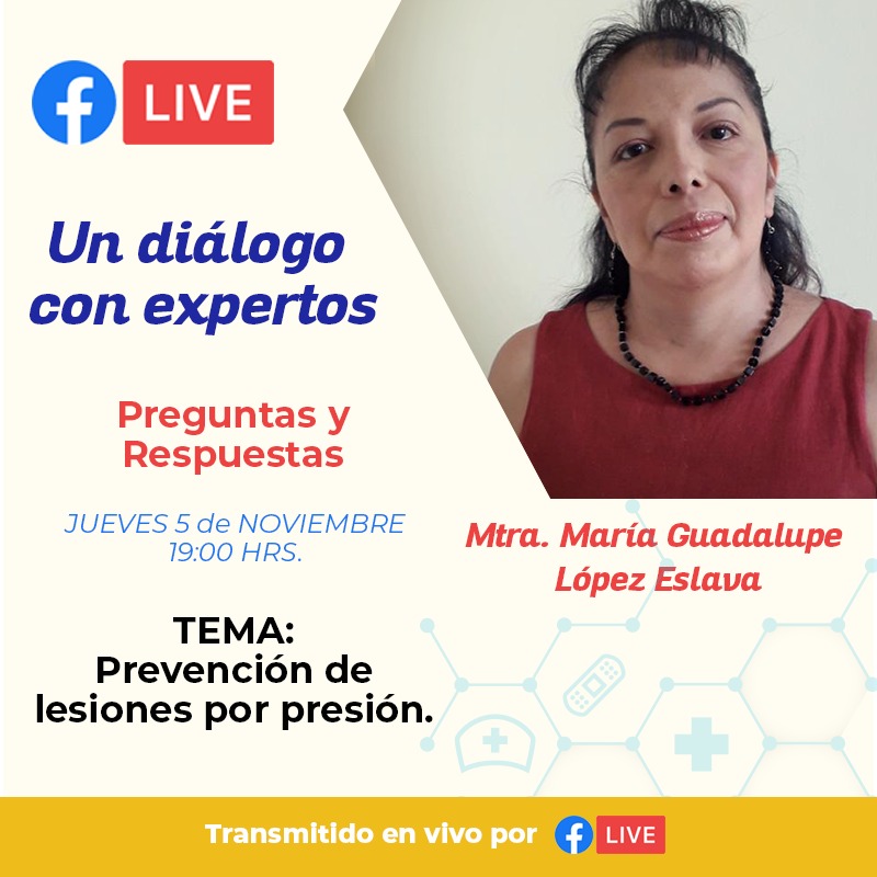 Únete a nuestro segundo "Diálogo con expertos": #FacebookLive sobre Prevención de #lesiones por presión.
 Jueves 5 de noviembre, 19 h.
Sigue la transmisión: bit.ly/3mG9Rtq
#StopUpp100