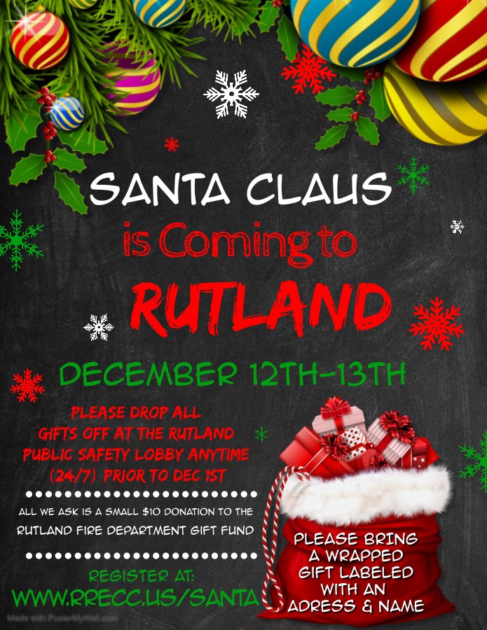 2020 Santa is Coming to Rutland Registration now open!! rrecc.us/santa