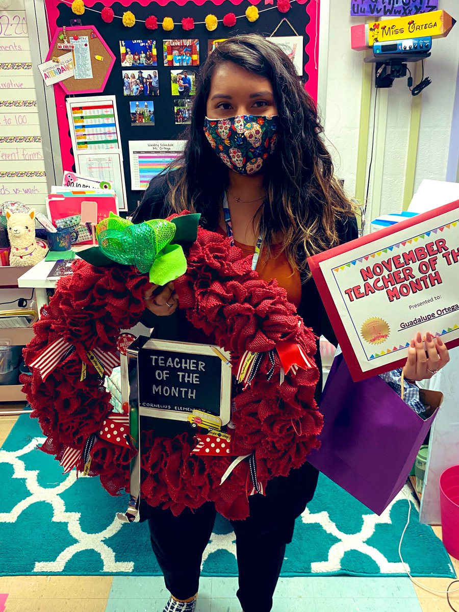 CorneliusElem's tweet photo. Congratulations to our November Teacher of the Month, Ms. Ortega @Ms_Ortega12 she went from being our student teacher to teacher and now well deserved TOM! She always delivers engaging lessons &amp; provides her cougars with all the support needed to be successful! CONGRATS 🎉 https://t.co/HDUig3cORX