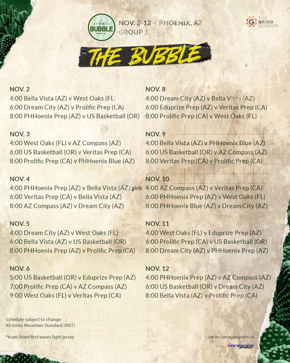 thegrindsession's tweet image. The Bubble is here! We tip off today at 4:00 mountain standard time! Tune in on tanagersports.tv