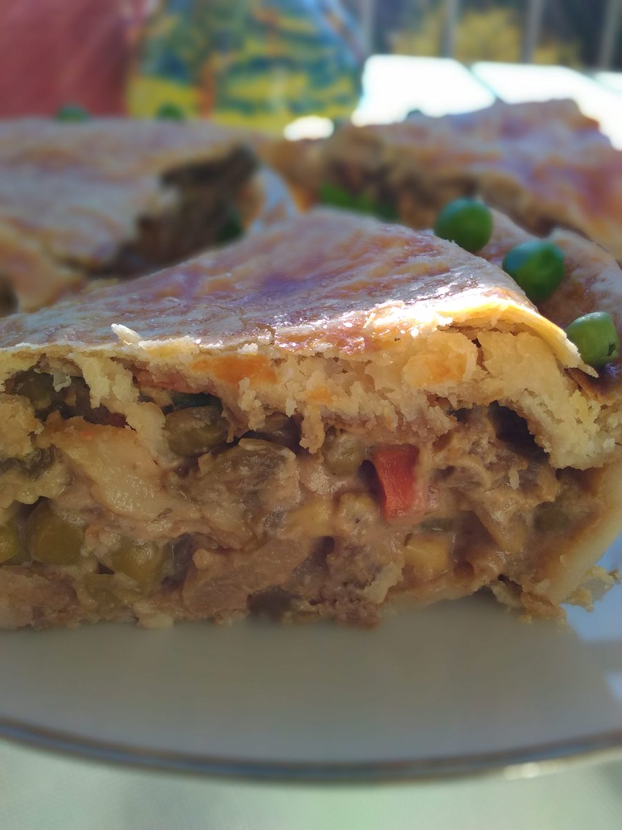mamiof3kids's tweet photo. #Beefpotpie was dinner last night! It was very good! I added gruyere cheese (small slices through out the pie) and bottom round.. carne asada Style.. was used as the beef. I used pre made pie crust! Winco brand, I will try a different brand for the next time. https://t.co/U4bFH8POPk