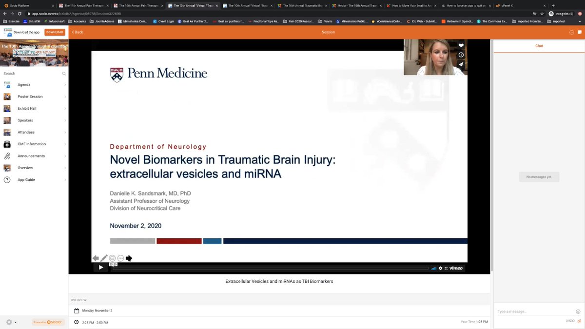 Wrapping up the first day of the 10th Annual Traumatic Brain Injury Conference (tbiconference.com). Danielle Sandsmark from Penn Medicine is presenting new research on extracellular vesicles and miRNA #tbi #braininjury