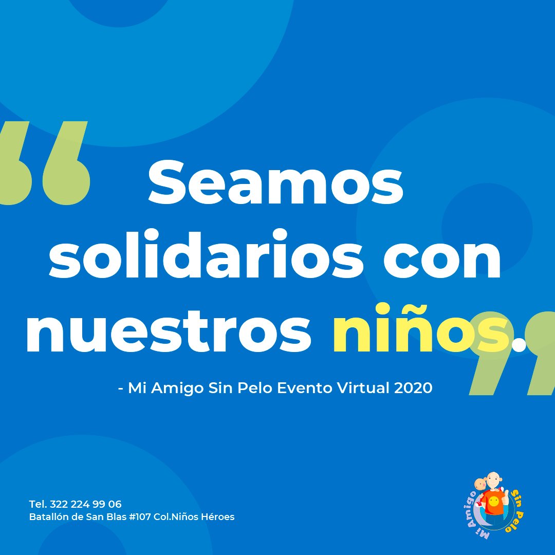 ¡Apóyanos uniéndote a nuestro evento virtual de Mi Amigo Sin Pelo 2020 para lograr nuestra meta!  #GraciasPorAmarLaVida 💖 Regístrate: forms.gle/Ls1CFosqqc9gbZ…
Para más información llama al 3222249906 y 3292232276