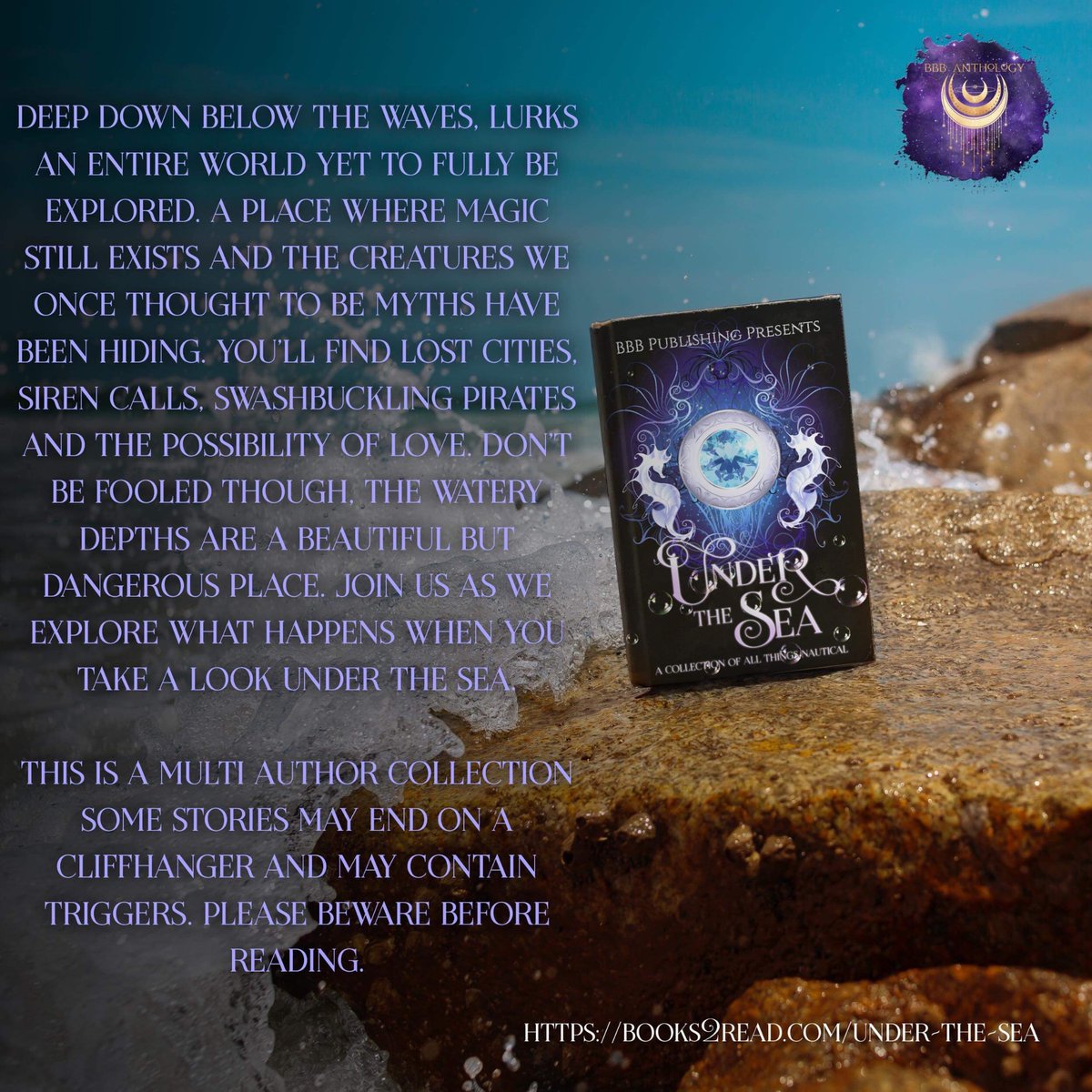 AuthorCYJones's tweet photo. 🐬 UNDER THE SEA BBB ANTHOLOGY 🐬
Release date Jan 31 2021
https://t.co/GTqgs0cHrc
This is a multi author collection some stories may end on a cliffhanger and may contain triggers.
#BBBanthology #authorcyjones1
#underthesea #comingsoon #anthology #booktoread
#bbbpublishing https://t.co/CZWqGvSyBX