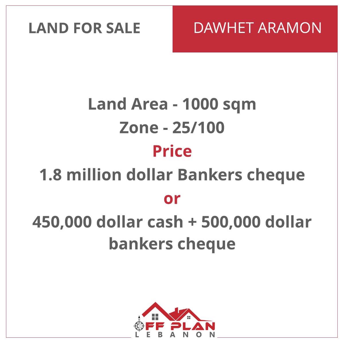 OffplanL's tweet photo. #Land for sale in #Dawhet_Aramon
Land Area-1000 sqm
Zone-25/100
Price 1.8 million $ bankers cheque
or 450,000$ cash + 500,000$ bankers cheque
For more info, please Whatsapp us on +971581979703
#Lebanon #RealEstateLebanon #beirut #realestate 
#عقارات #عقارات_لبنان #لبنان #بيروت https://t.co/COAMrwBvGk