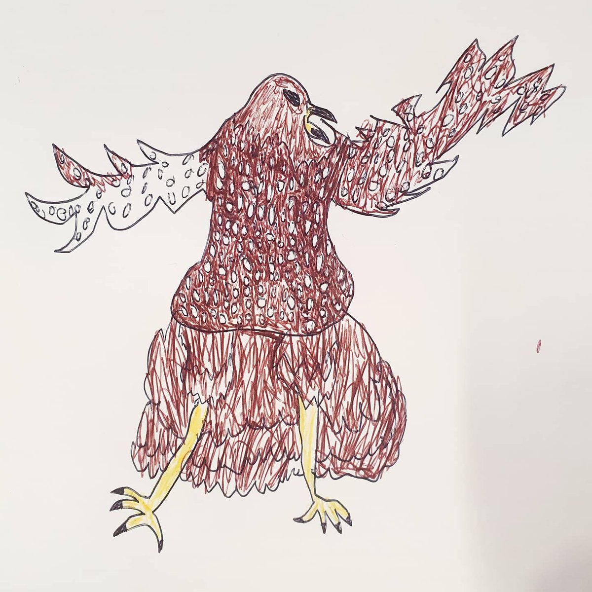Back at the amazing <a href="/CVPschool/">Cramlington Village</a> today working with super talented yrs 5 &amp; 6 creating Biro drawings of large #bird species from #Cramlington locale. Here is Marley's marvellous #Buzzard which brought a huge smile to my face! 

<a href="/BornFreeFDN/">Born Free Foundation</a> 
<a href="/Janeleemcc/">Jane Lee McCracken</a> 
<a href="/Natures_Voice/">RSPB</a>