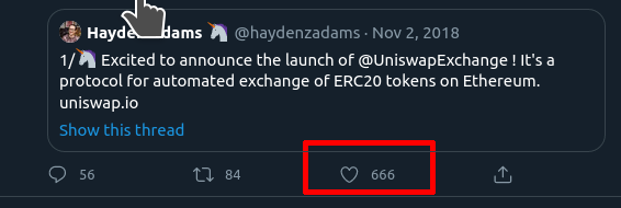blockx_official's tweet photo. @haydenzadams @antiprosynth @UniswapProtocol Liked just to fix the "likes" number. Not superstitious but 2020 is bad enough, can't take any chances. https://t.co/HmekOp6ZEV