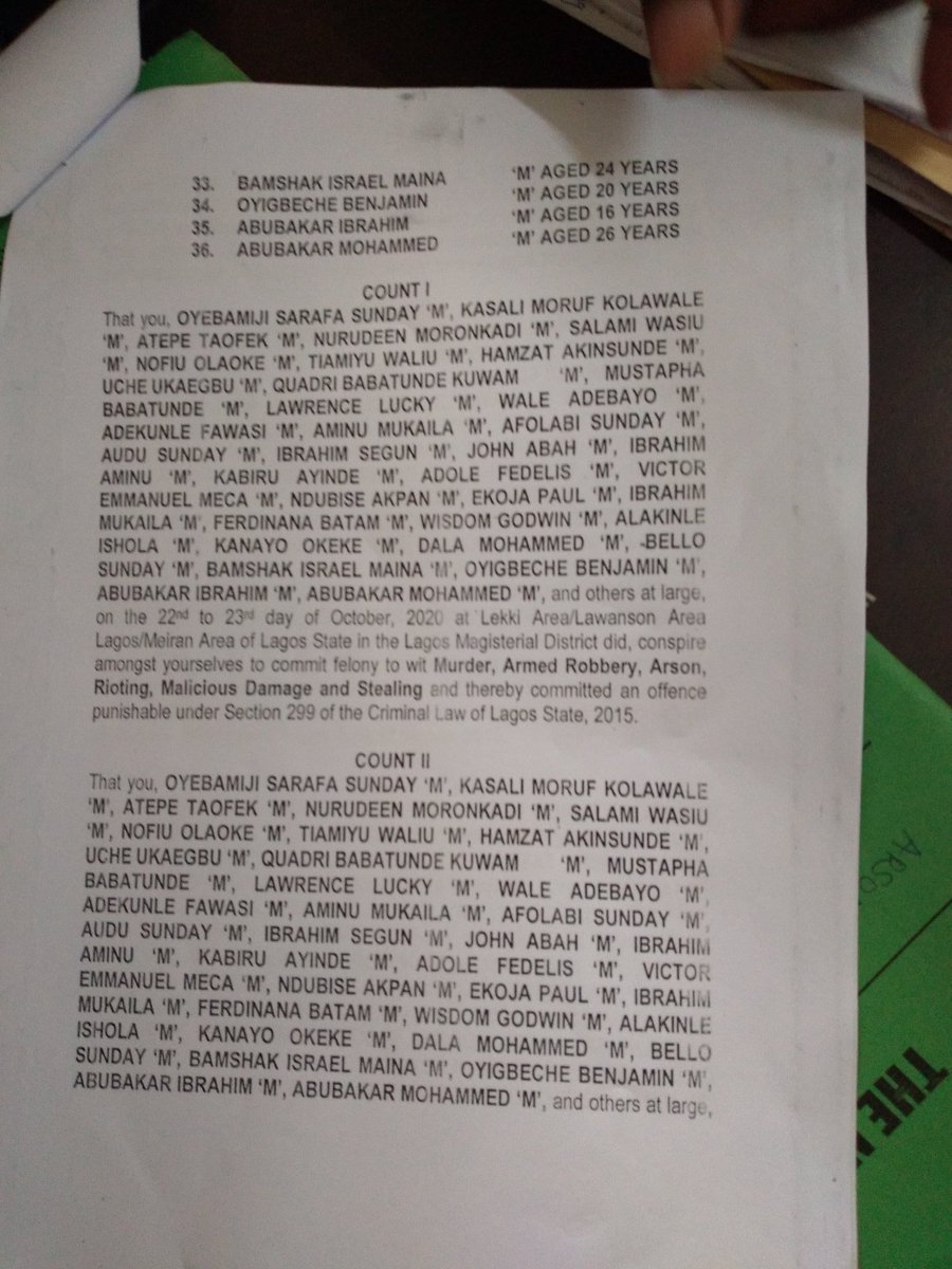 The Court refused to grant bail to  #EndSARS   protesters and remanded the minors at the remand home and the adults in prison till 02/12/20 when the DPPs advice would be ready. Even the sick minor was also remanded. He was taken away from his treatment.
