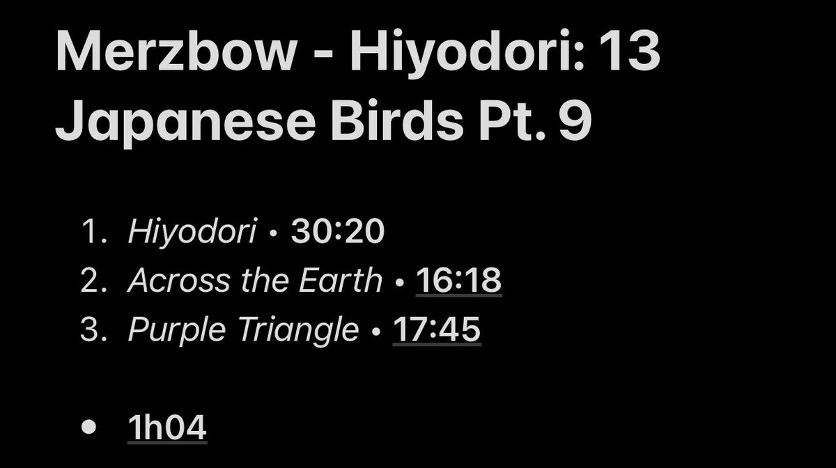 70/108: Hiyodori: 13 Japanese Birds Pt. 9I’m pretty indifferent to that one to be honest. "Across the Earth" is by far my favorite track.