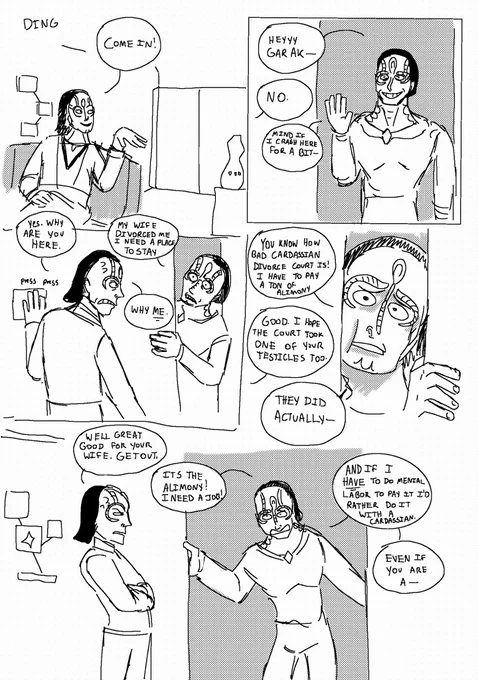 I just got to the ds9 episode where gul Dukat gets epic divorced and it inspired this. 