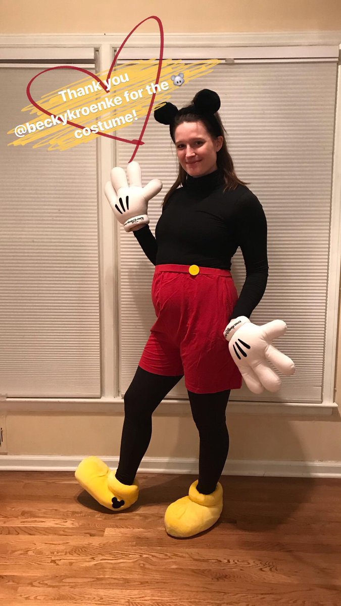 Dressing up as Mickey Mouse was a lot more fun with a Minnie Mouse - soon I’ll have two of these girls to keep up with. Thanks for letting me borrow the costume again, <a href="/DrKroenke/">Becky Kroenke</a> ! 🐭 👑 💕 #31weekspregnant #Halloween2018 #Halloween2020