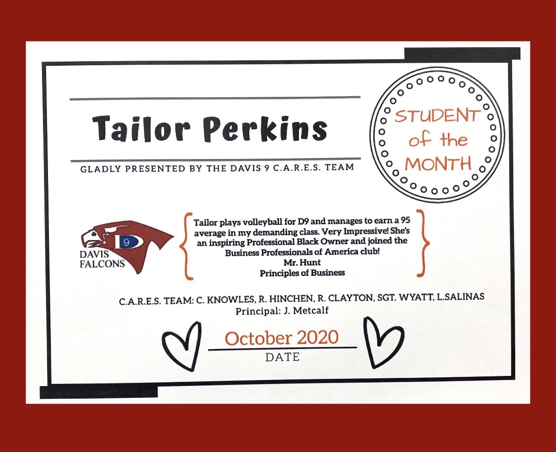 🥁Drumroll please! Our October student of the month raffle winner is...Ms Tailor Perkins! You’re not only serving it up on the court🏐, you’re definitely spiking those grades!! We see you and we care, ❤️D9 C.A.R.E.S. Team!! <a href="/CynthiaKnowles7/">Cynthia Knowles</a> <a href="/jkmetcalf1/">jkmetcalf</a> <a href="/AldineISD/">Aldine ISD</a> <a href="/hightower_333/">Anita Hightower</a>