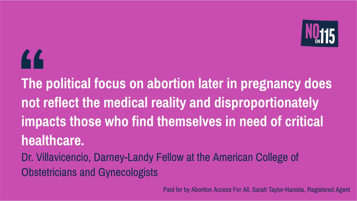access4allco's tweet image. Abortion later in pregnancy is necessary for a number of reasons, including risks to the women’s health, or a lethal fetal diagnosis. It’s what Prop 115 seeks to ban with NO exceptions. Read more about it, and vote #NoOn115. health.com/condition/preg…