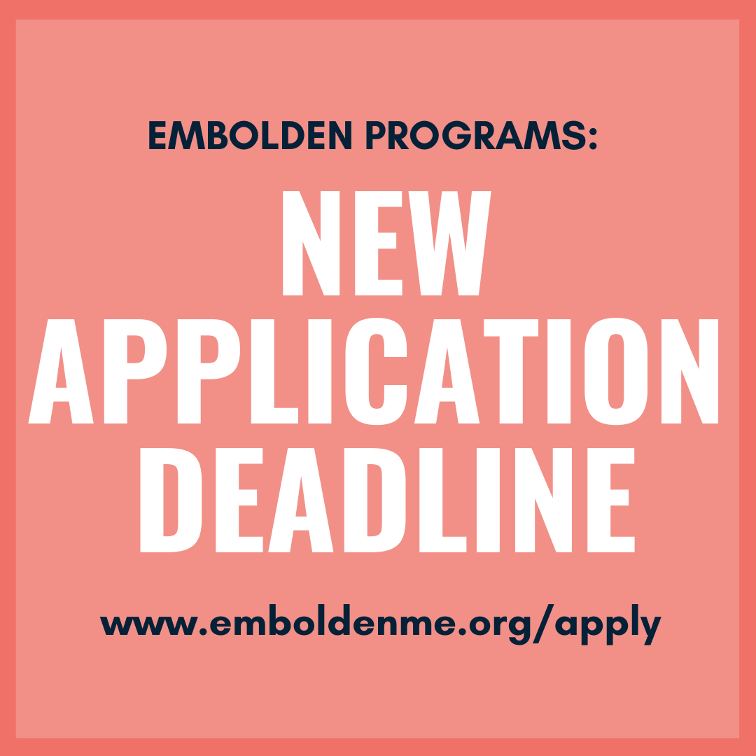 TeamEmbolden's tweet photo. Embolden wants to take a little off your plate this week... so we're extending the application deadline! If you are planning on applying, you now have until Nov. 20 at 11:59 p.m. Learn more and submit your app here: https://t.co/s1AySBSHdL. https://t.co/fxJqSltND7