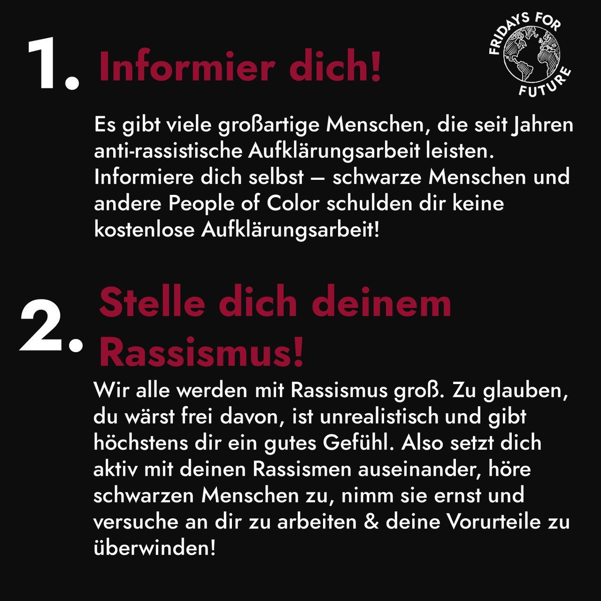 1. Informier dich
2. Stelle dich deinem Rassismus
(2/3)