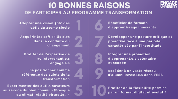 EngageFor's tweet photo. La prochaine édition du Programme Transformation, adaptée en format 100% digital compte tenu du contexte actuel, débute ce vendredi 6 novembre. Vous souhaitez y participer ? Inscrivez-vous vite !

👉Pour + d’infos : https://t.co/aJBpq9pL1l ou contactez laetitia@engage.world https://t.co/CEfSB3ekRO