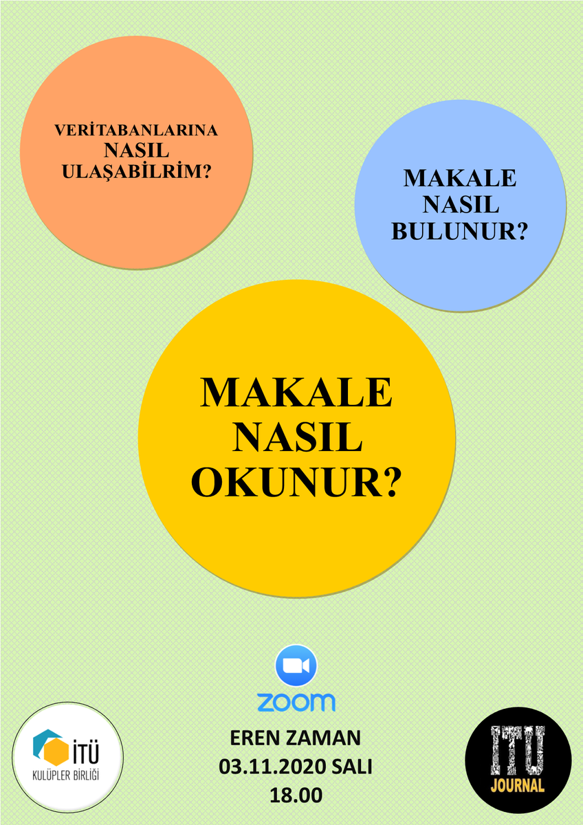itujournal's tweet photo. Merhabalar, yeni dönemin ilk sunumunu yarın gerçekleştiriyoruz. 🥳 Araştırmalarınızı yaparken sizlere yardımcı olacağını düşündüğümüz konu başlıklarını kulüp üyelerimizden Eren Zaman aktaracak. Zoom platformu üzerinden yapılacak sunumumuz bilime meraklı herkese açıktır. Link 👇 https://t.co/E99GqsHJrl