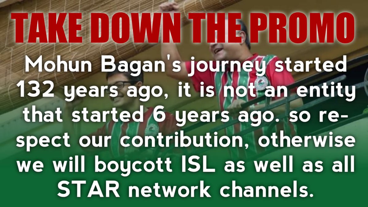 pbmmariners's tweet photo. @IndSuperLeague @RP_SanjivGoenka
Your venture won't be successful commercially if you don't respect the legacy and heritage of @Mohun_Bagan
All #mariners are unitedly demanding to #RemoveATK #Remove3stars #RectifyISLWebsite
Complying to these will earn you our support & respect https://t.co/XfADRfze2q
