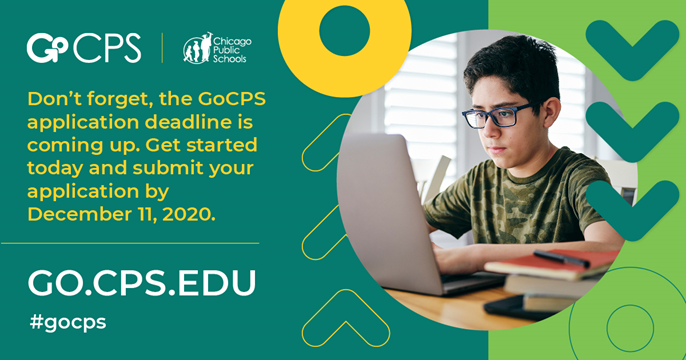 VoltaCounselor's tweet photo. Don’t forget, the GoCPS application deadline is coming up. Get started today and submit your application by December 11, 2020. Visit https://t.co/a4axq50pmO to learn more. #gocps https://t.co/dyAXxqhrws