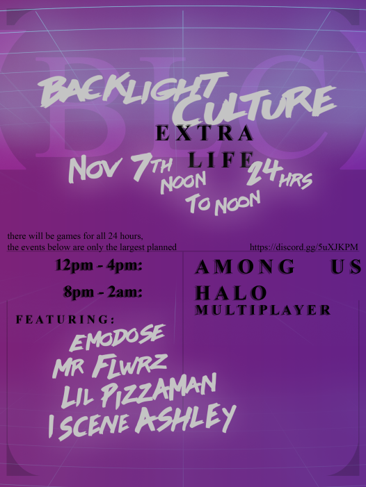 BLC__'s tweet photo. Nov7th - 8th! Noon to Noon

Come hang with us and the crew as we play games for 24 hrs straight for @ExtraLife4Kids ! We will have a lot of people streaming at one time, so feel free to join the discord to hop between the channels and have some fun!

Like a faire with games! https://t.co/sm4NTN0Fgg