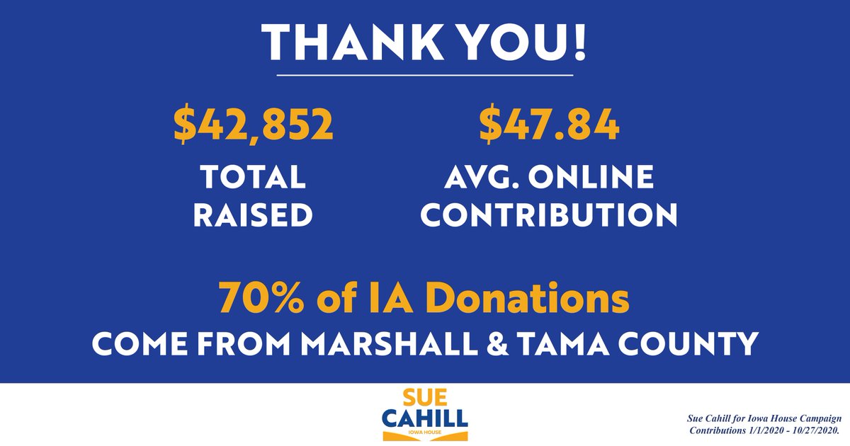 In the State House, I’ll do the same thing I’ve done my entire adult life — get to work for Marshall County families. That can’t happen without the grassroots support of hardworking Iowans. 

I'm grateful for all the donations, support, and votes! #Cahill4IA #IAHouseDems