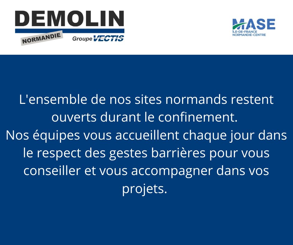 📣  Vous pouvez toujours venir à notre rencontre sur nos cinq sites normands. Les horaires d'ouverture restent inchangés et tous nos collaborateurs sont prêts à vous recevoir en toute sécurité !