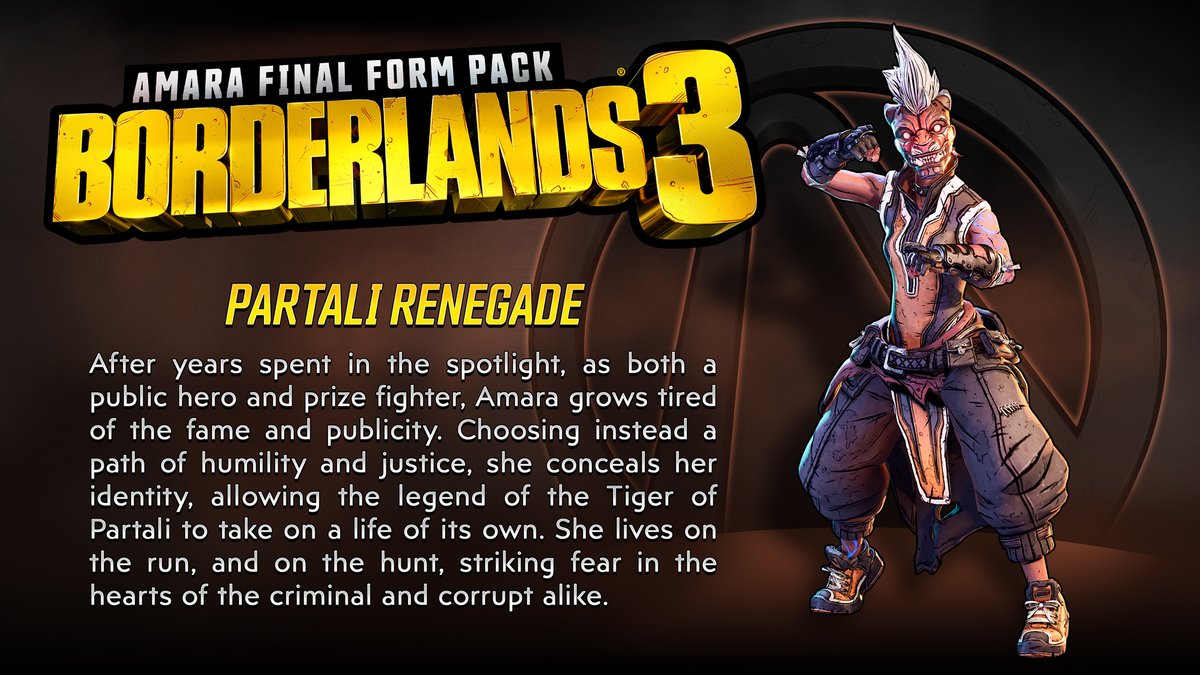 Borderlands 3 Ar Twitter A Renegade And Vigilante Who Fights For Justice Instead Of Loot Don The Mask Of The Legendary Tiger Of Partali With Amara S Multiverse Final Form Cosmetic Pack