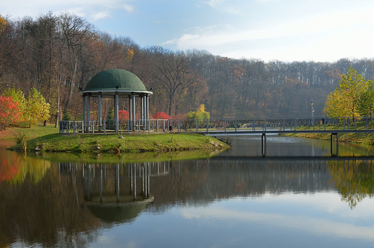park, pavilion, lake