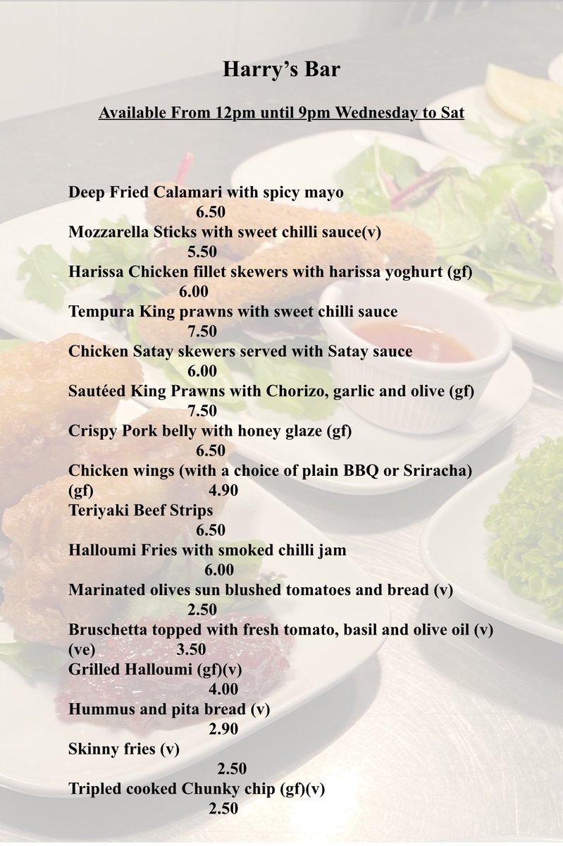 As we enter another period of lockdown &amp; we will be unable to serve our loyal customers, we have decided that it’s not fair you should miss out on a little piece of Harry’s.
So we will be offering a takeaway service on our Tapas Menu