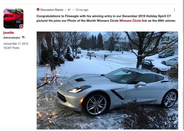 14/ On the same forum, a picture of his car won the December 2019 photo contest.Do you see what I saw?