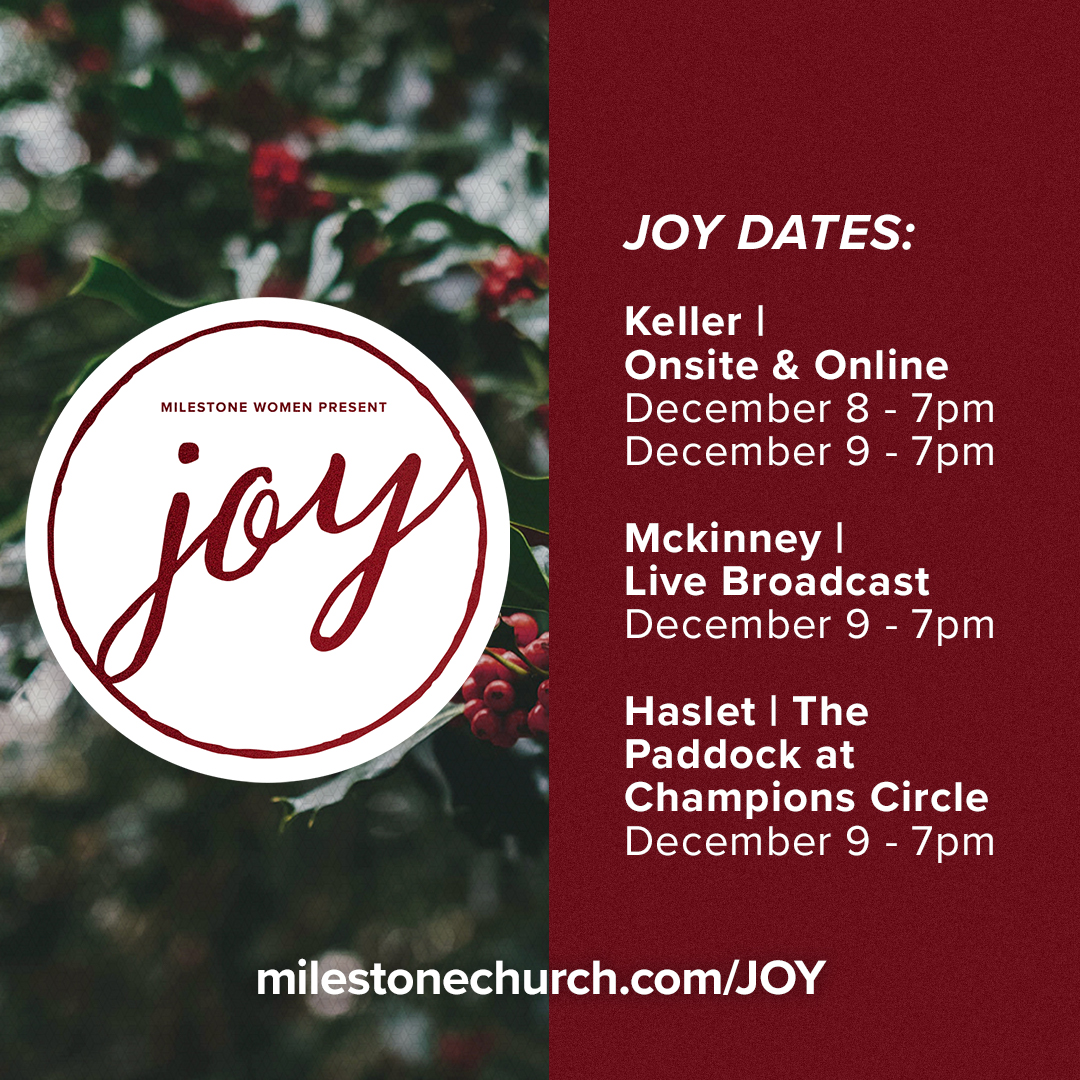 milestonewomen's tweet photo. JOY is just around the corner! We love this time of year when we get to gather all our ladies and celebrate the JOY of Christmas. JOY registration is officially open online! Don’t miss these beautiful nights, it won’t be the same without you. Register today to save your spot. https://t.co/YgrIVo78fi