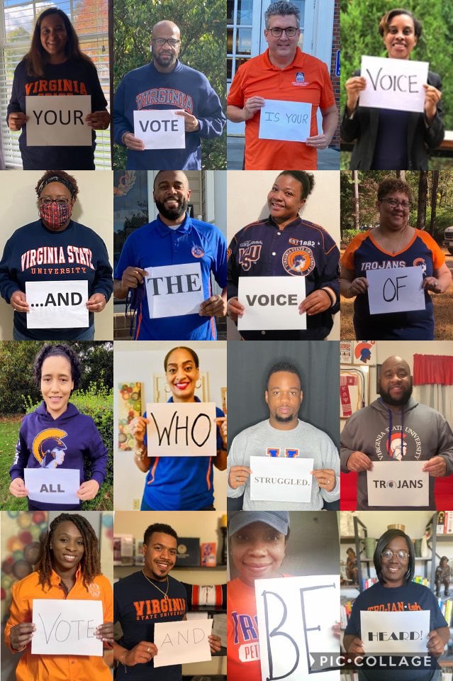 Our Freshman Studies instructors are reminding the VSU community the importance and power of their voice! Trojans, be heard by casting your vote! 🔶🔷🗳🇺🇸#VSUTransforms #YourVoiceMatters #YourVoteMatters