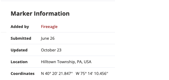 20/ On his militia forum, “Fireeagle” gives his location as Hilltown Township, PA, just five miles from Perkasie, PA.(The latitude/longitude is not his home, just the location of the town center.)