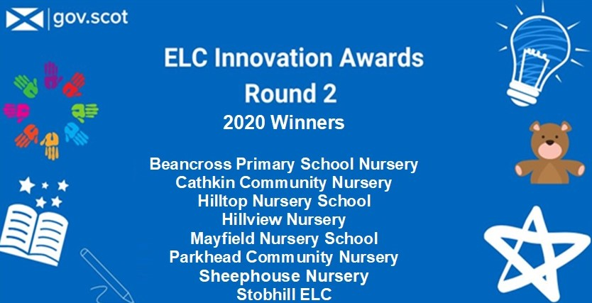 ELCScotGov's tweet photo. Congratulations to these 8 ELC settings who have won the 2020 ELC Innovation Awards. @ScotGovEdu @scotgovCYPIC https://t.co/JaS3wOAQCa