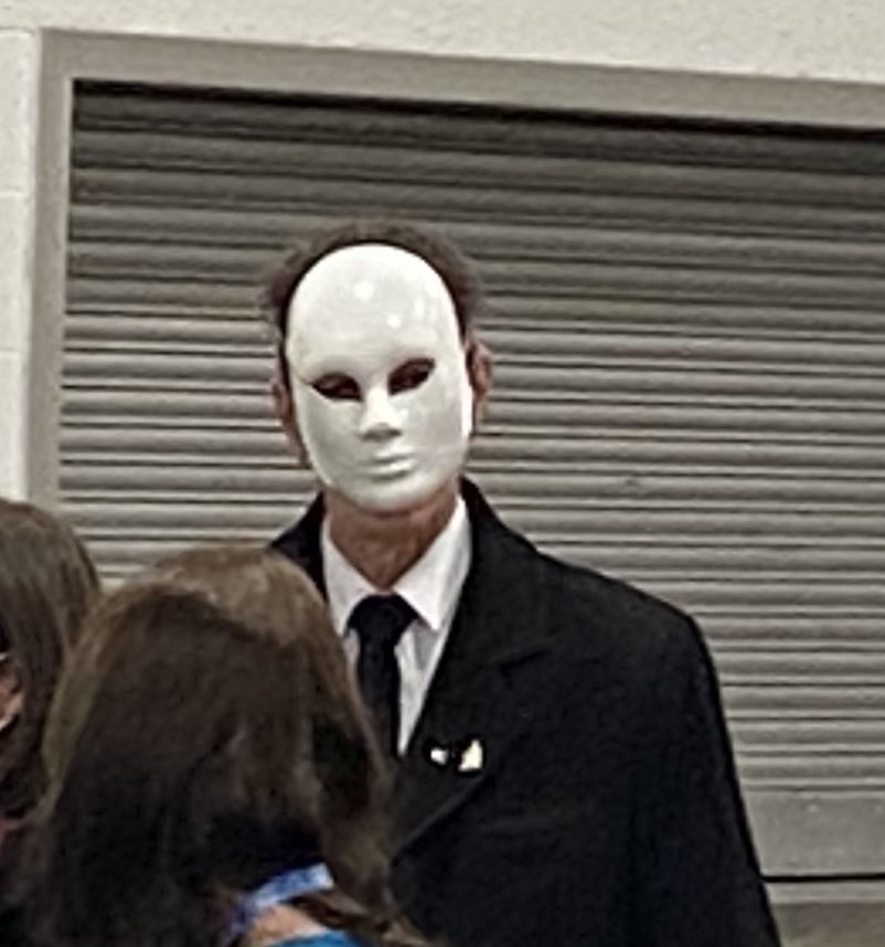 I just spoke with Detroit election official. He said the man with horror-movie mask at TCF Center shouting at poll workers was using racist language, something about slavery. (Detroit is 79% black city.) They contacted police, who are here in TCF Center, to escort him out. – bei  TCF Center