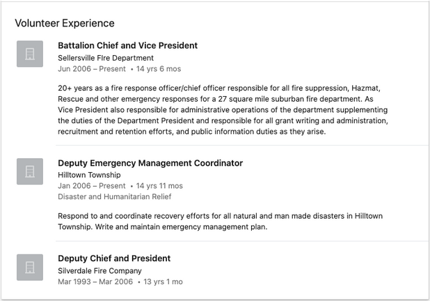 22/ On his LinkedIn profile, he kindly lists that he's the Deputy Emergency Management Coordinator for Hilltown Township, PA.