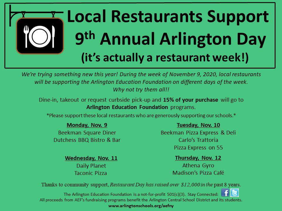ArlEdFoundation's tweet photo. We‘re trying something new this year! Join us in supporting the AEF restaurant Week! https://t.co/EeDqHfeOUJ