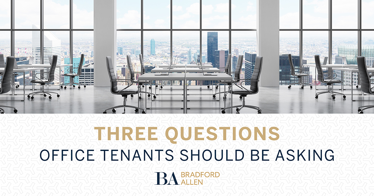 Our team at Bradford Allen is here to guide you through the return-to-office uncertainty and assist you in developing 2021 real estate strategies with three fundamental questions every office tenant should be asking.
 
Click to read more: rb.gy/vyvh0x