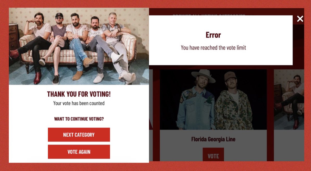 wareagleblonde's tweet image. I’ll #NeverBeSorry for voting @OldDominion as Favorite Duo or Group-Country for the #AMAs 🗳