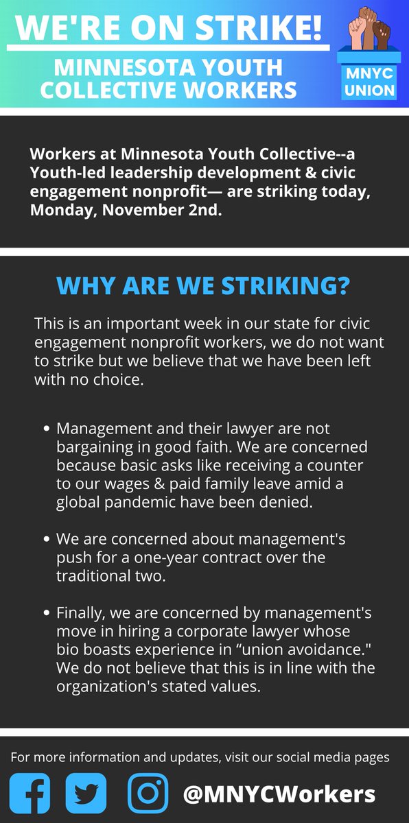 ‼️ STRIKE ALERT ‼️ Today, the workers at MNYC are starting a work stoppage as management and their lawyer are not bargaining in good faith &amp; dragging their feet in our contract negotiations. We are asking for your support.  #UnionStrong #YouthUnion