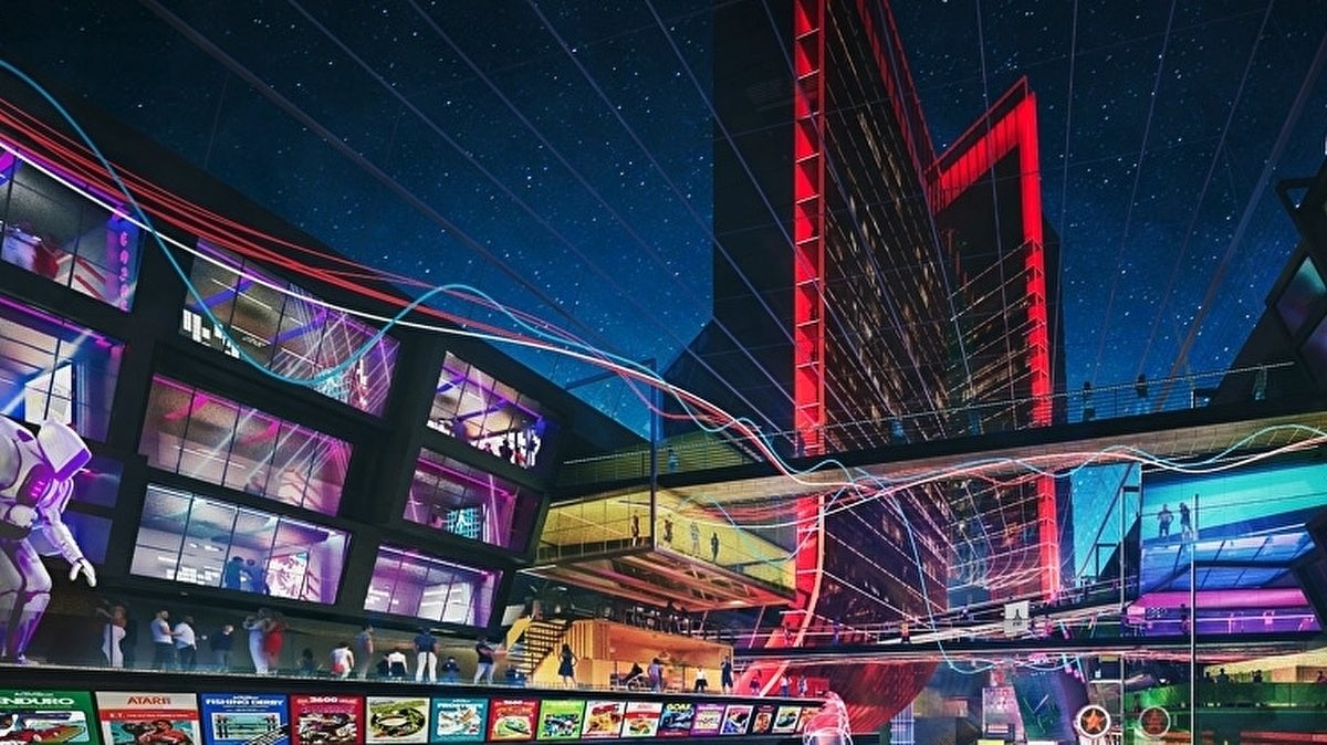 SutroSidetalk's tweet photo. There’s been a reveal of the concepts of the coming #AtariHotel. It’s such a crazy idea to do this but if it works it definitely brings the old company back and the starter of the new market of gaming, esports, tournaments, and tourism. #Atari https://t.co/jAtzt5qkAI