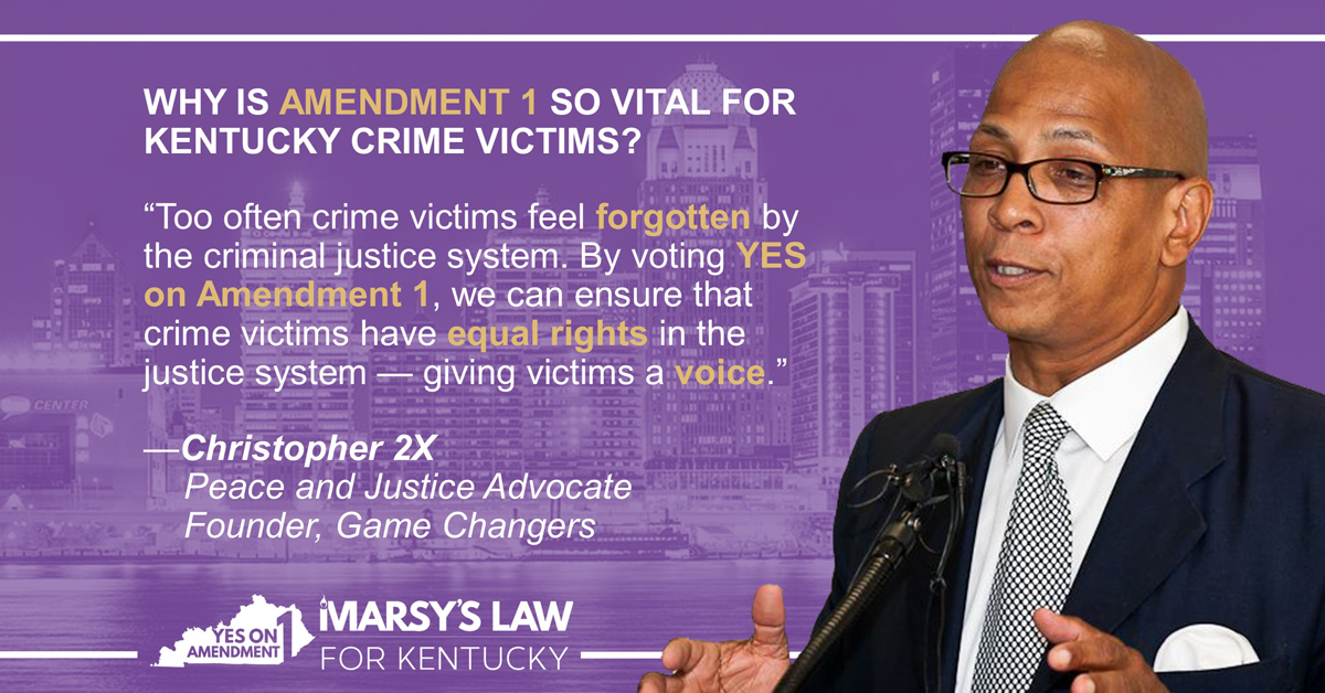 MarsysLaw4KY's tweet image. Why is Amendment 1 so vital for Kentucky crime victims? Victim advocate Christopher 2X (@2xGameChangers) explains...