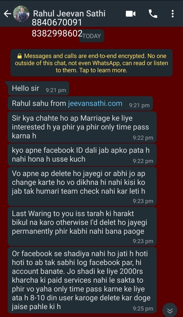 varunsuri35's tweet photo. @Jeevansathi_com this is ur one of the most uneducated-illiterate person as name Rahul Sahu. This is the way jeevansathi team treat their clients. Am going to delete my I'd now and refer other not to use it...
#boycottjeevansathi.com
SHAME SHAME SHAME https://t.co/P4J8Mc2jfL