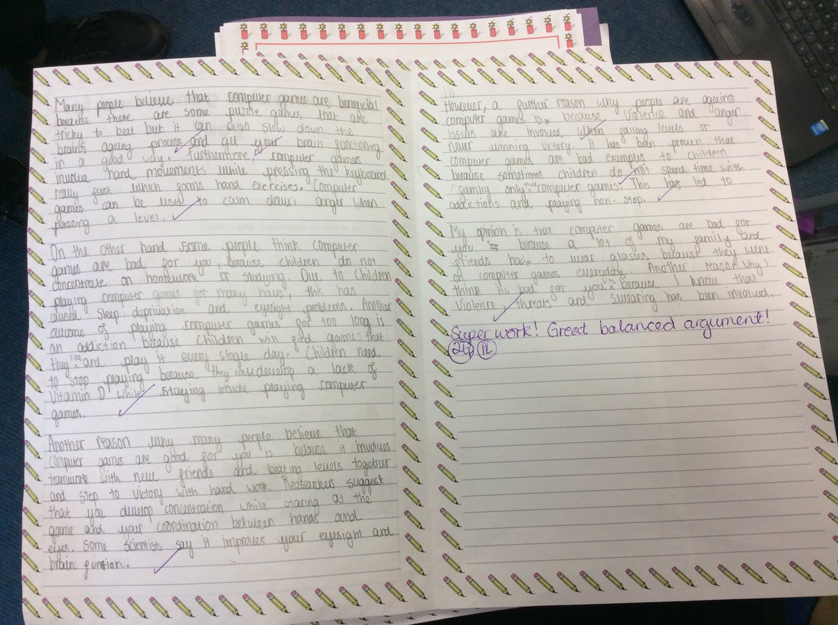 We also wrote some balanced arguments about computer games! What do you think <a href="/Ms_HainsworthHT/">Ms Hainsworth</a> <a href="/Richmond_HT/">Richmond Academy</a> ??
#Y6writing #Creative