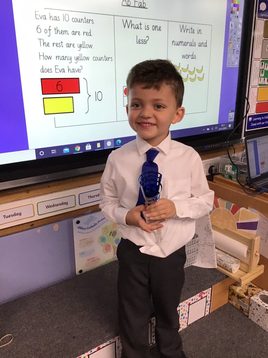 AbbeyPrimary's tweet photo. This #y1 pupil eloquently explained why they were awarded this trophy in their out of school activities #proudtobecatholic https://t.co/jwdJ4IugNn