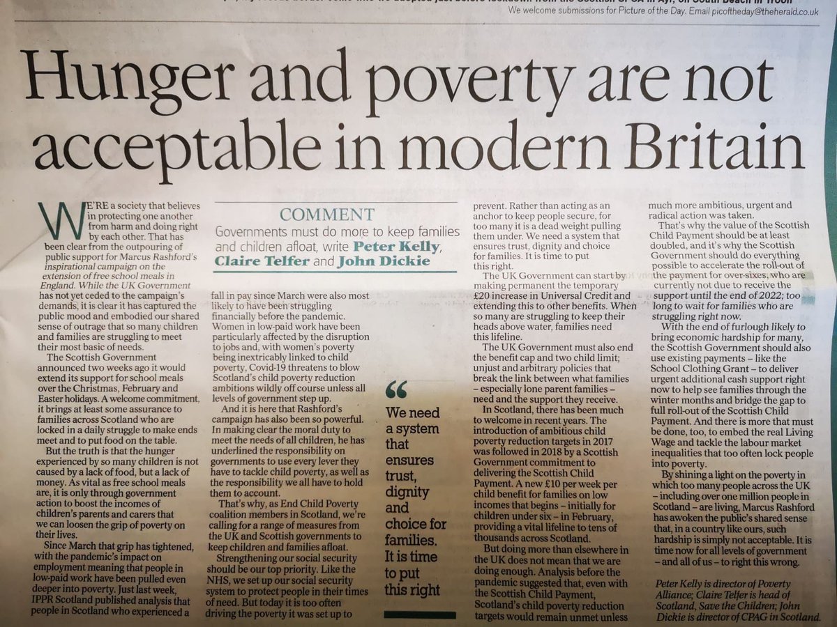 SaveChildrenSCO's tweet photo. Our @CTelfc, with @PK_PovAlliance and John Dickie in @heraldscotland today discussing the power of @MarcusRashford campaign, the importance of financial security for all and what more needs to be done to strengthen social security for families and children https://t.co/LKhO8nKr9x